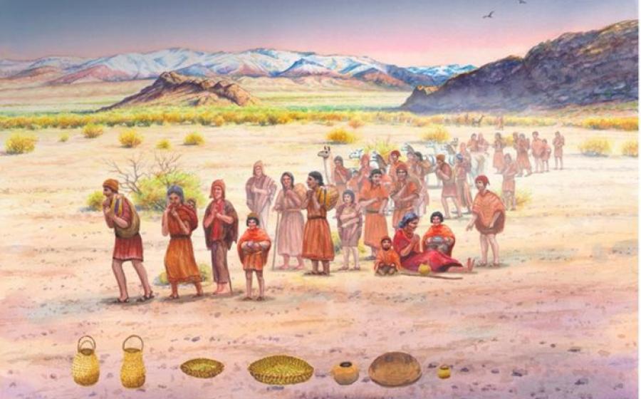 Illustration representing population movements within the Southern Andes as a resilience strategy to face crises.