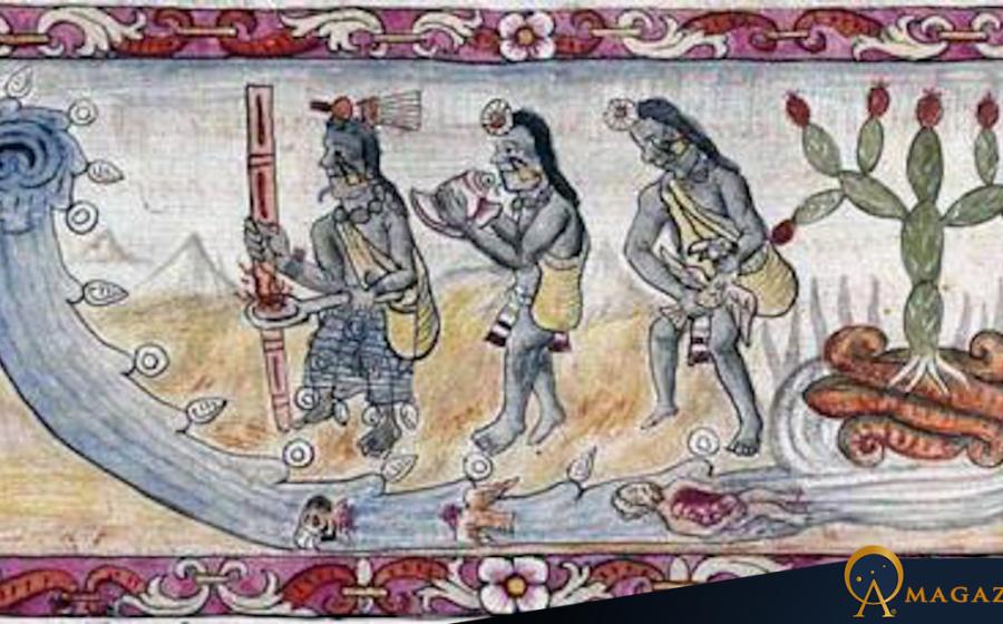1499 depiction of Aztec ritual sacrifice.