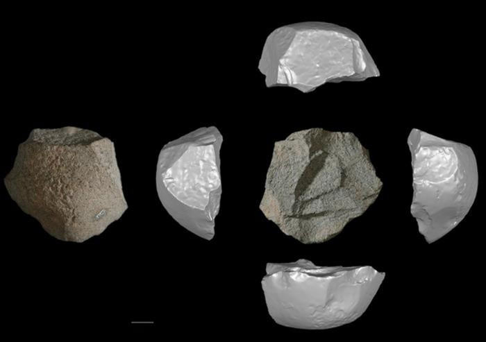 One of the 146,000-year-old stone cores used to make butcher's tools