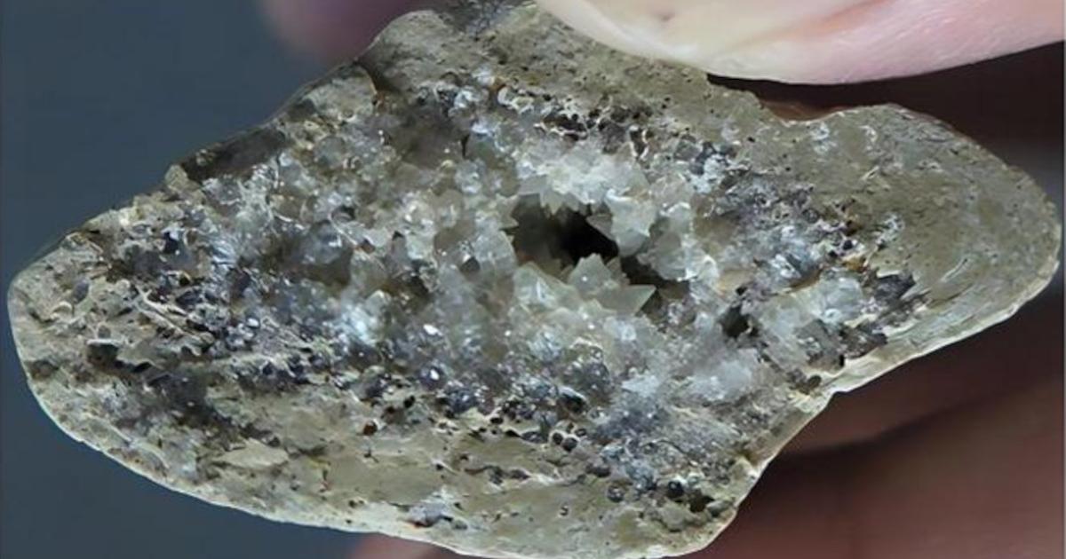 Crystals growing inside a bone found at the Lingjing archaeological site.