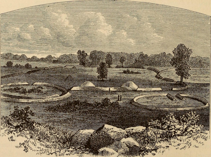 A historical illustration of Ohio earthworks.