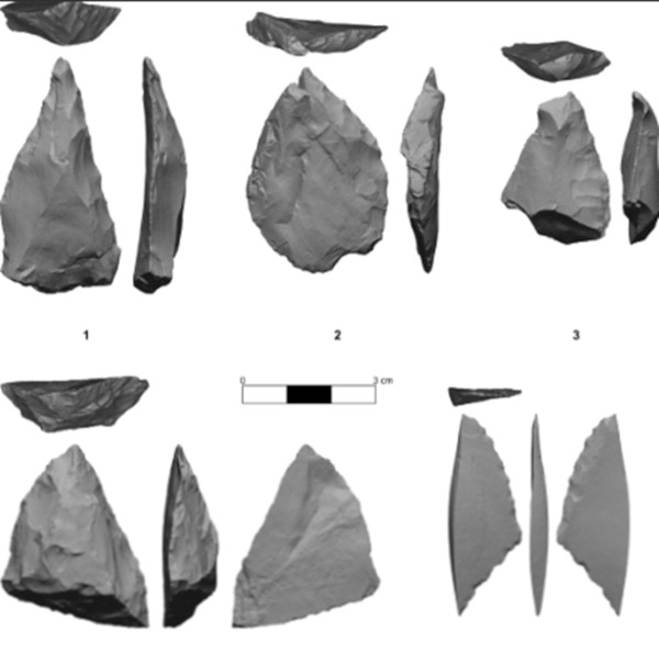Images of stone tools (jasper perforators) used for dental drilling