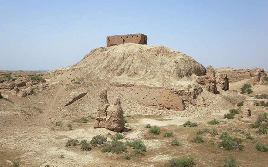 The ruins of the Enlil temple, or the Ekur, in Nippur, which was once the most important pilgrimage destination in Mesopotamia. The brick structure on top was constructed by American archaeologists around 1900.		Source: David Stanley /CC BY 2.0