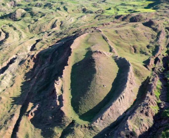 Overhead view of the Durupinar formation, near Mount Ararat in Turkey.
