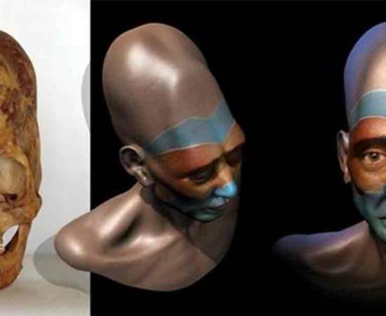 A Paracas elongated skull and an artist’s impression based on a digital reconstruction. Source: Marcia Moore / Ciamar Studio
