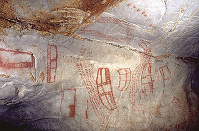 Parietal art in the cave at the Castle, Cantabria, Spain