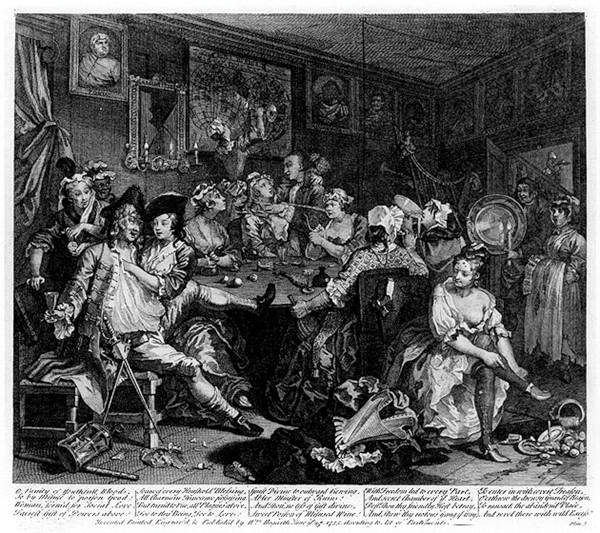 Old engraving of a London tavern scene.