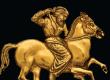A gold plaque depicting a Scythian rider with a spear in his right hand. One of the artifacts currently on display.